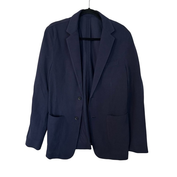 Quince Men’s Long Sleeve Button Up Cotton Pique Knit Blazer in Navy Sz M NWOT